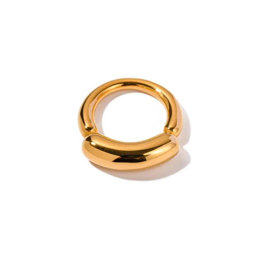 Rings Gold Center Grooved Edge Stainless Steel Ring Grj0007 7mm / 10 Wholesale Jewelry Website 10 Unisex