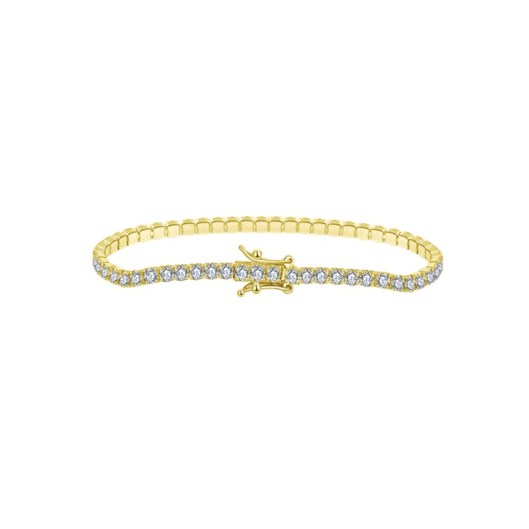 Sophie 2MM Tennis Bracelet | Silver & 14k Gold Plated