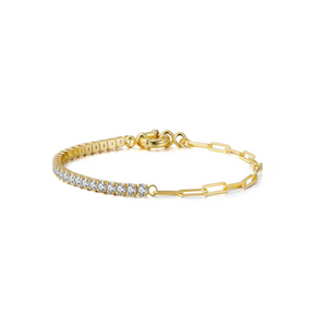 Open image in slideshow, Blair 3MM Tennis/Paperclip Bracelet | 14k Gold Plated
