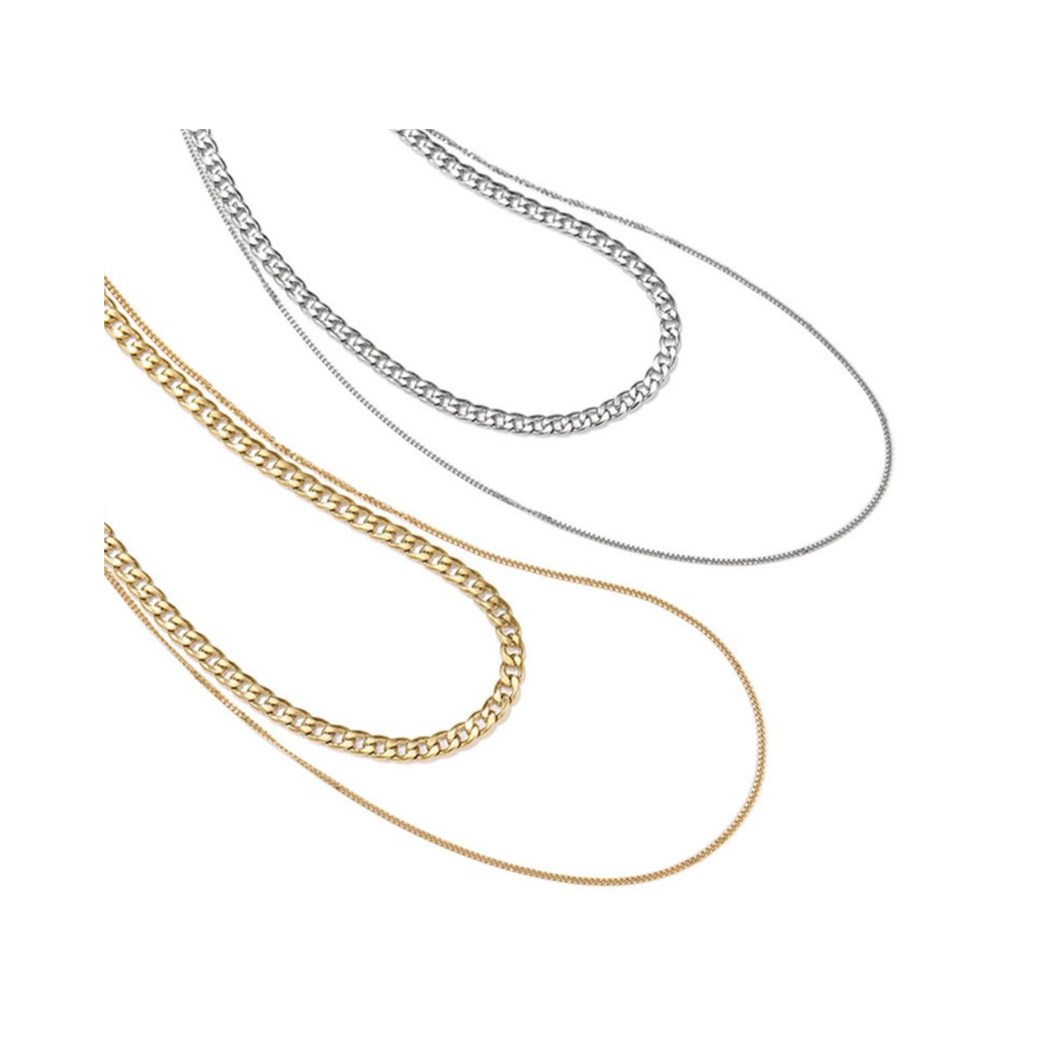 Blair Layered Chain Necklace | Sterling Silver & 14k Gold Plated